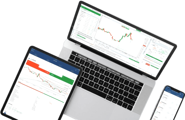 Trade from any device – platform mockup
